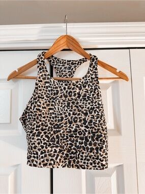 Outdoor voice leopard longline sports bra